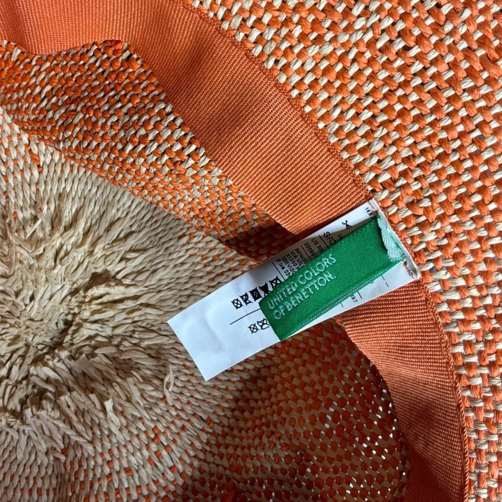 United Colors of Benetton Orange Ombre Woven Paper Yarn Sun Hat Size Small